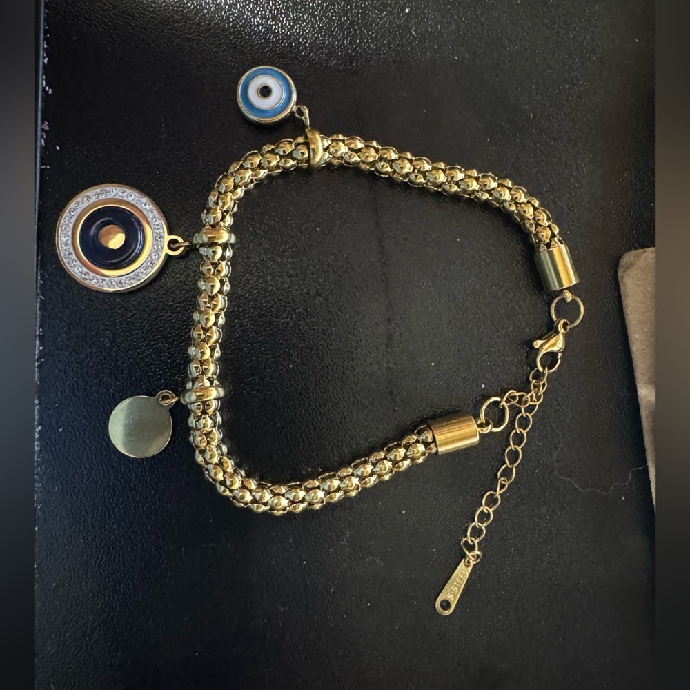 Gold stainless steel Evil Eye Bracelet